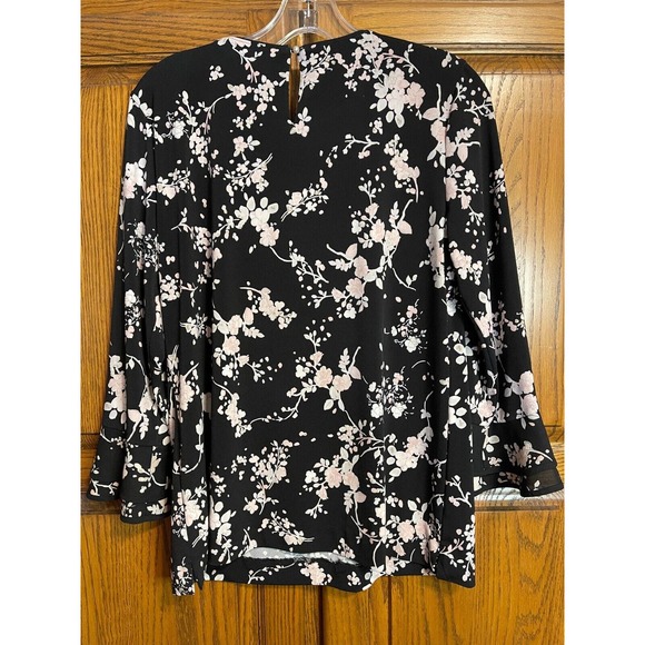 Karl Lagerfeld Yessie Blouse Trumpet Sleeve Top Black 3/4 Sleeve Size S/M - Picture 8 of 16